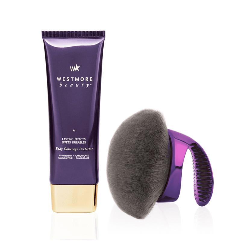 Westmore Beauty Body Coverage Perfector 3.5Oz + X-Large Buffer Brush - Flawless Body Makeup, Concealer for Scars, Spots, Veins, Tattoos and More Blend Cosmetic