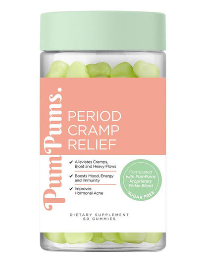 Pumpums Period Cramp Relief – Period Gummies Formulated with Pickle Extract & ACV – Menstrual Cramp + PMS + Bloating Support