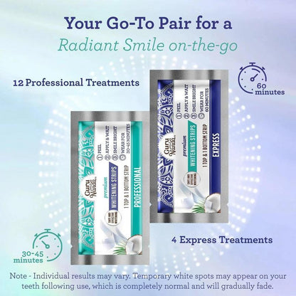 Gurunanda Teeth Whitening Strips - 16 Day Treatment (16 Packets - 2 Strips per Pack) - Enamel-Safe Strips for Sensitive Teeth - Non-Slip, Dry Strip Technology