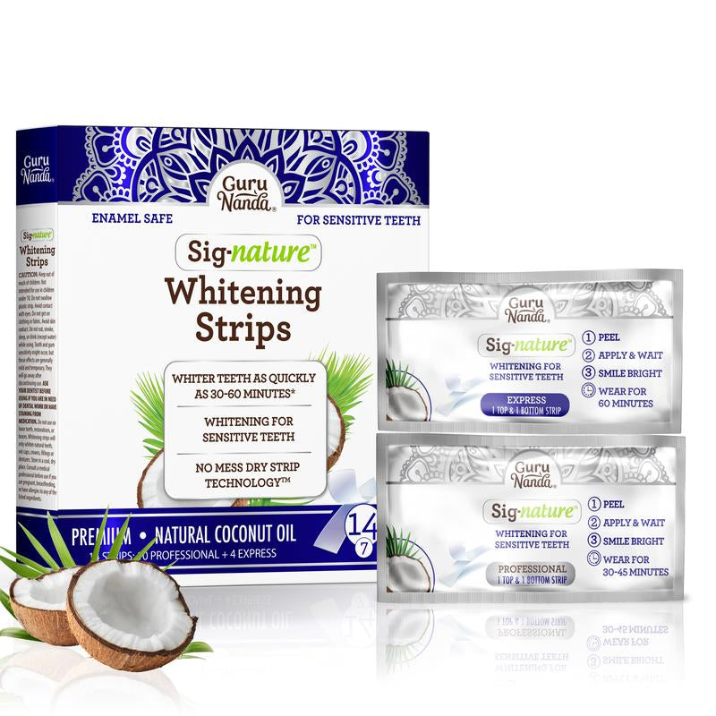 Minty White - Gurunanda 8Oz Cocomint + Whitening Strips