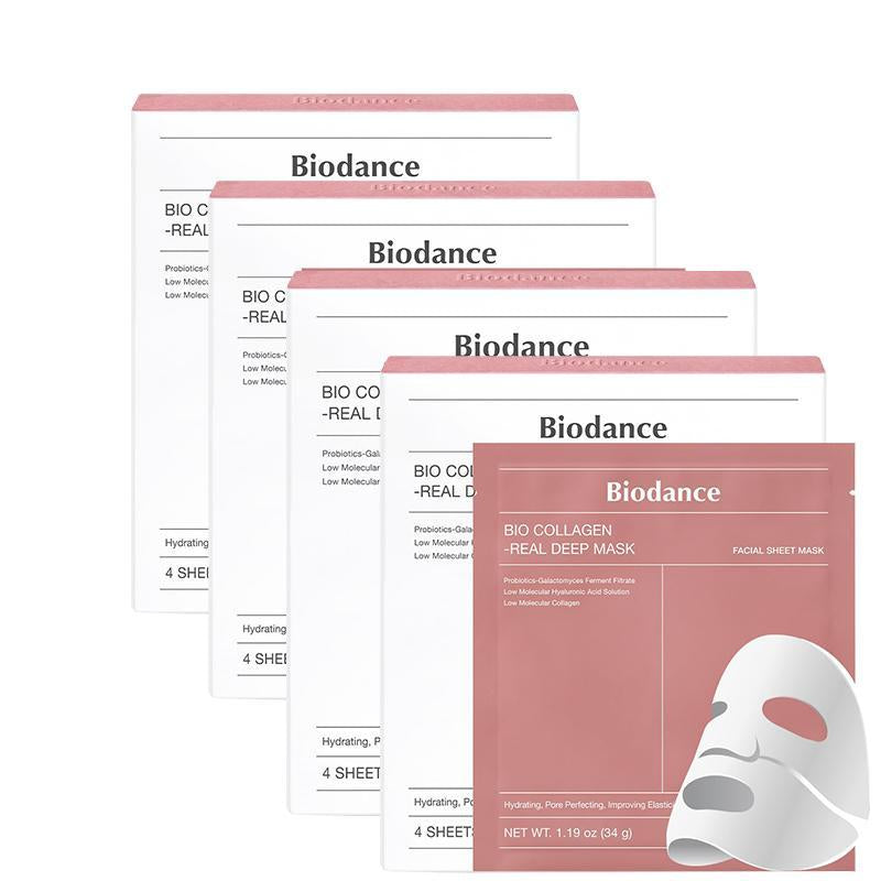 (Viral) BIODANCE Bio-Collagen Real Deep Mask, Hydrating Overnight Hydrogel Face Mask, Collagen Mask, Pore Minimizing, Elasticity Improvement, 34G X4Ea Glowing Skin