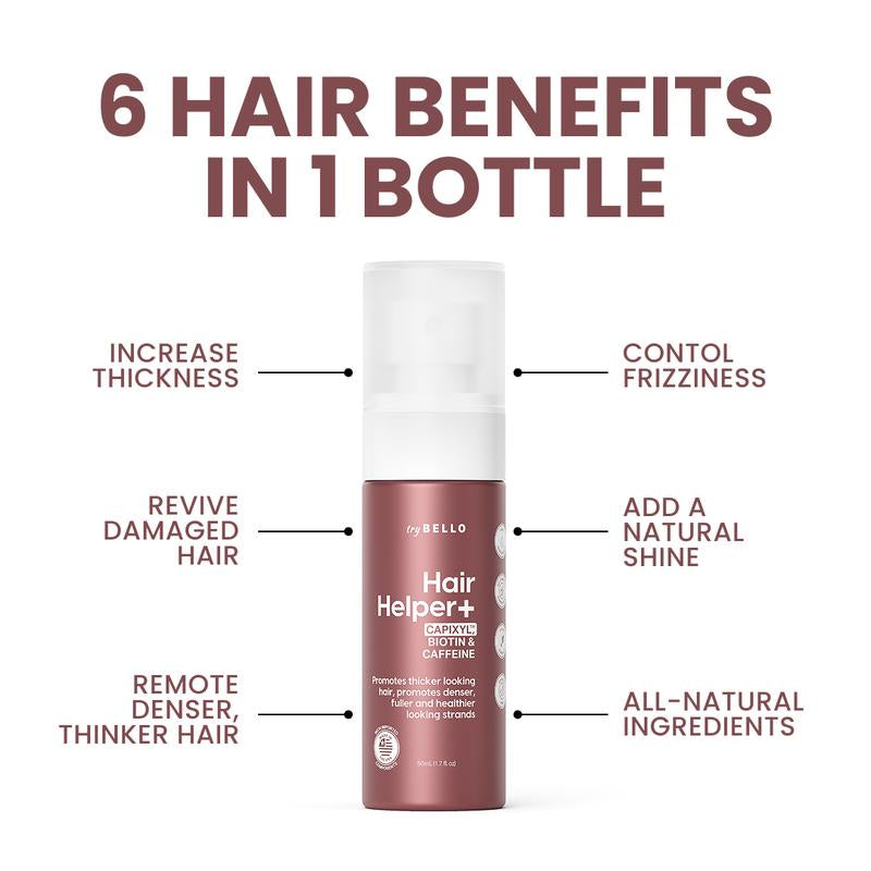 Trybello Hair Helper Spray plus with Capixyl, Biotin, & Caffeine | Us-Made | Non-Oily Formula for Fuller Thicker Looking Hair Growth Treatment | Vegan Cruelty Free Lightweight Non-Greasy Spray