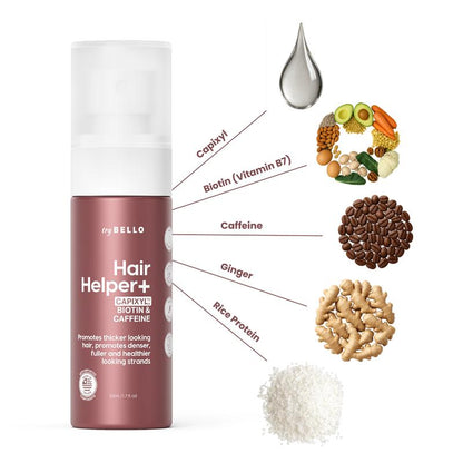 Trybello Hair Helper Spray plus with Capixyl, Biotin, & Caffeine | Us-Made | Non-Oily Formula for Fuller Thicker Looking Hair Growth Treatment | Vegan Cruelty Free Lightweight Non-Greasy Spray