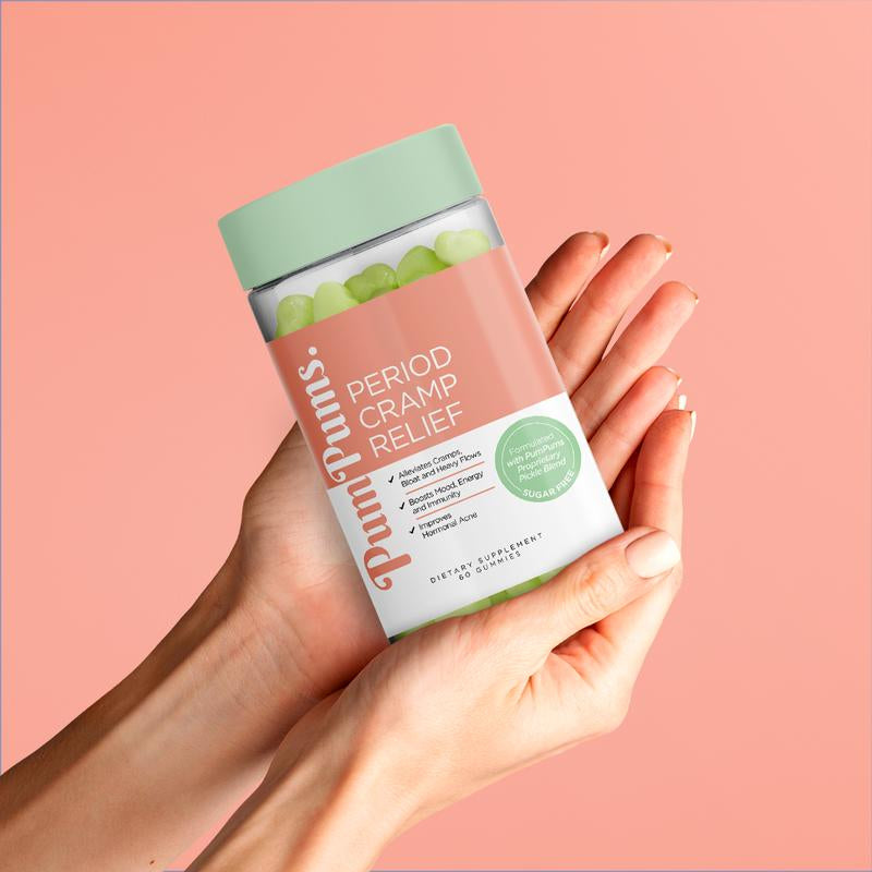 Pumpums Period Cramp Relief – Period Gummies Formulated with Pickle Extract & ACV – Menstrual Cramp + PMS + Bloating Support