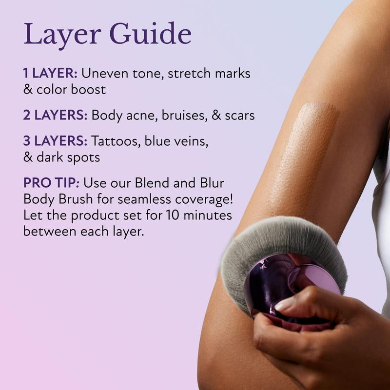 Westmore Beauty Body Coverage Perfector 3.5Oz + X-Large Buffer Brush - Flawless Body Makeup, Concealer for Scars, Spots, Veins, Tattoos and More Blend Cosmetic