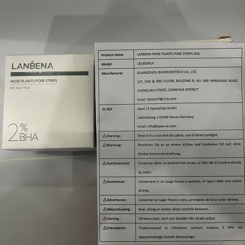 Lanbena Blackhead Whiteheads Remover Mask Facial Peeling Nose Strip Acne Deep Cleansing 30G All Skin Types