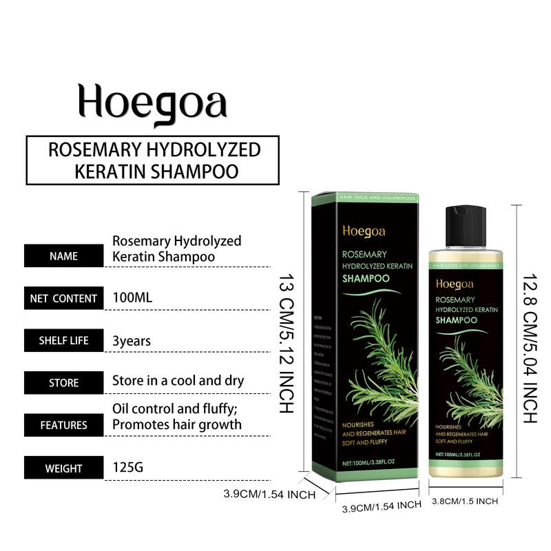 HOEGOA Rosemary Hair Growth Shampoo - Thickening & Strengthening for Thinning Hair W/Keratin | 3.4Oz Organic Treatment for Women & Men