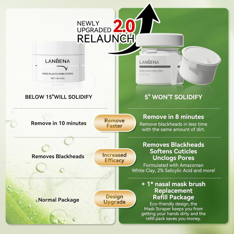 Lanbena Blackhead Whiteheads Remover Mask Facial Peeling Nose Strip Acne Deep Cleansing 30G All Skin Types