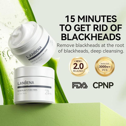 Lanbena Blackhead Whiteheads Remover Mask Facial Peeling Nose Strip Acne Deep Cleansing 30G All Skin Types