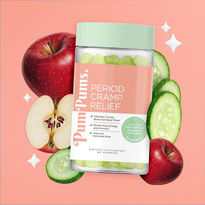 Pumpums Period Cramp Relief – Period Gummies Formulated with Pickle Extract & ACV – Menstrual Cramp + PMS + Bloating Support
