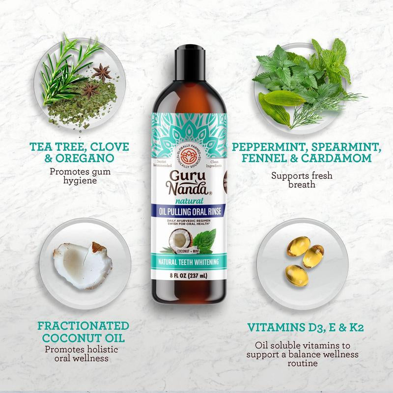 Minty White - Gurunanda 8Oz Cocomint + Whitening Strips