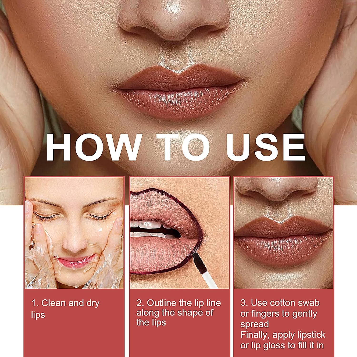 3 Colors Peel off Lip Liner Tattoo, Peel off Lip Stain with Matte Finish, Long Wear Tattoo Lip Liner Lipstick, Long Lasting, Waterproof, Transfer-Proof, Highly Pigmented Color